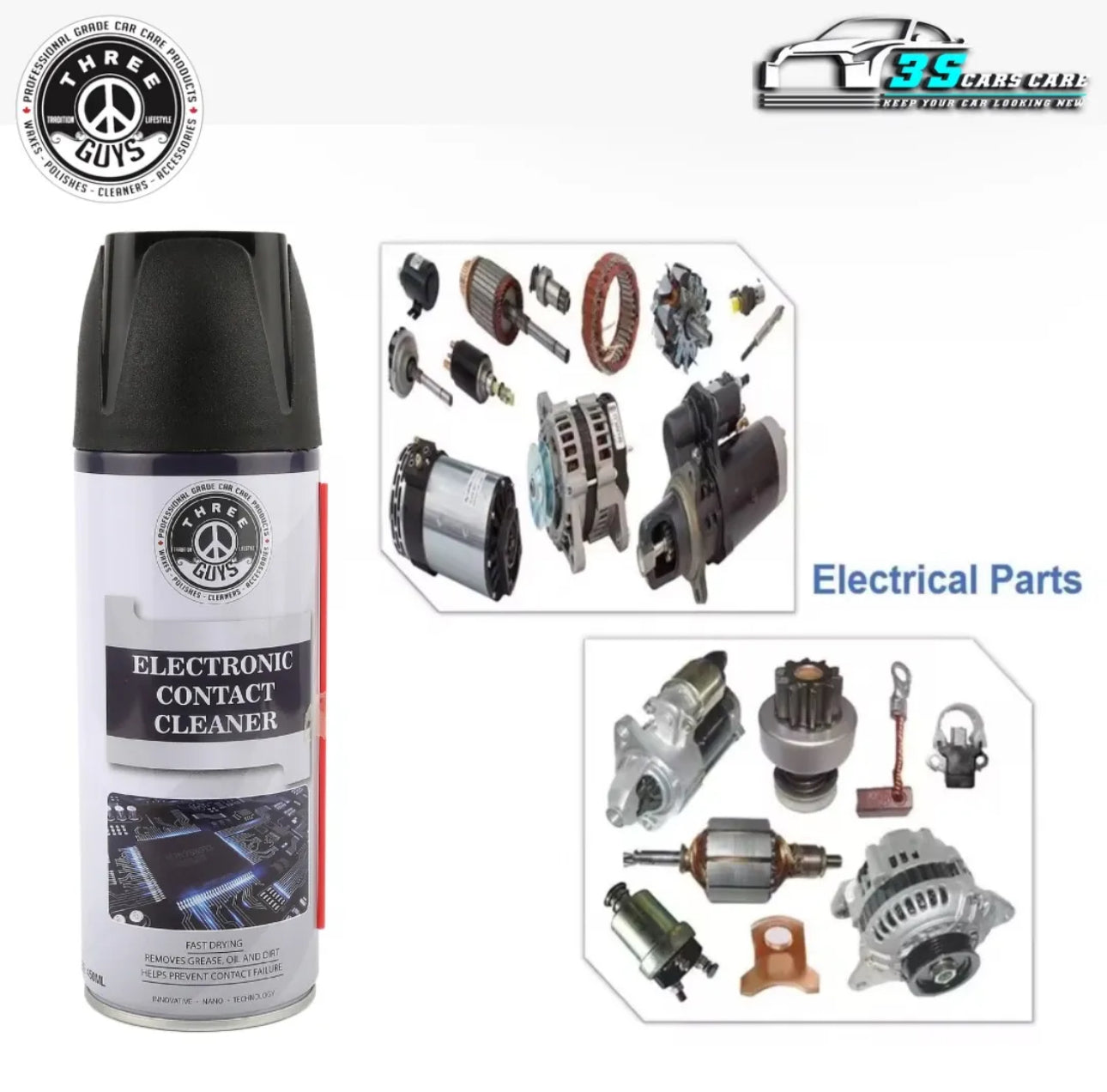 Electronic Contact Cleaner Spray 450ml – Fast Drying Formula for Switches, Circuit Boards, Sensors & Electronics | THREE GUYS - German Engineered
