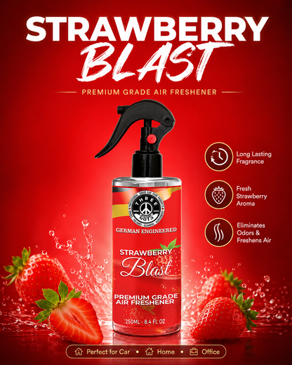 Strawberry Blast Air Freshener Spray | Fruity Car & Room Freshener | THREE GUYS