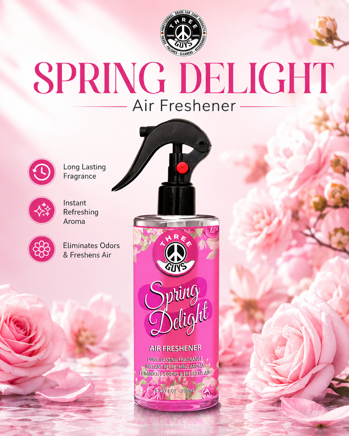 Spring Delight Air Freshener Spray | Floral Car & Room Freshener | THREE GUYS