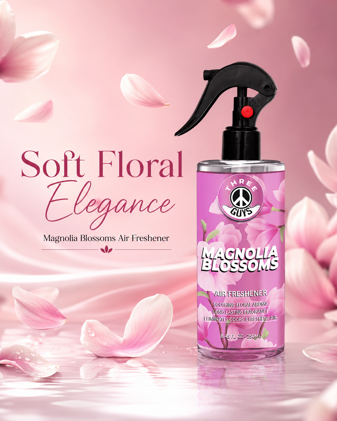 Magnolia Blossoms Air Freshener Spray | Floral Car & Room Freshener | THREE GUYS