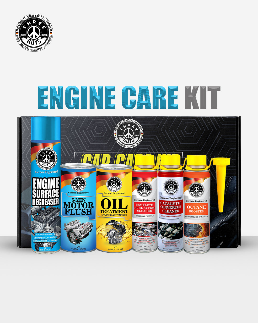 THREE GUYS Engine Care Kit – 6-in-1 Engine & Fuel System Care