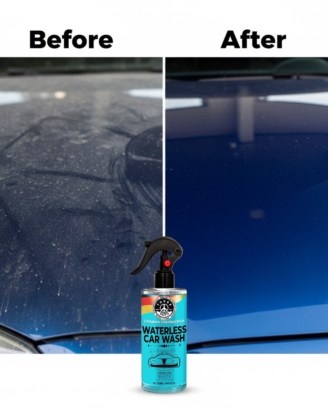 Waterless Car Wash – Shine, Clean & Protect - No Rinse – Eco-Friendly Car Cleaner & Polish | THREE GUYS - German Engineered