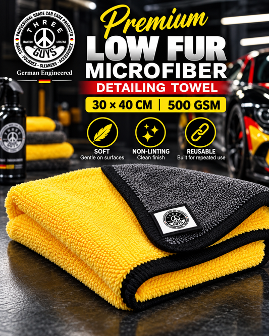 THREE GUYS Premium Low Fur Microfiber Detailing Towel