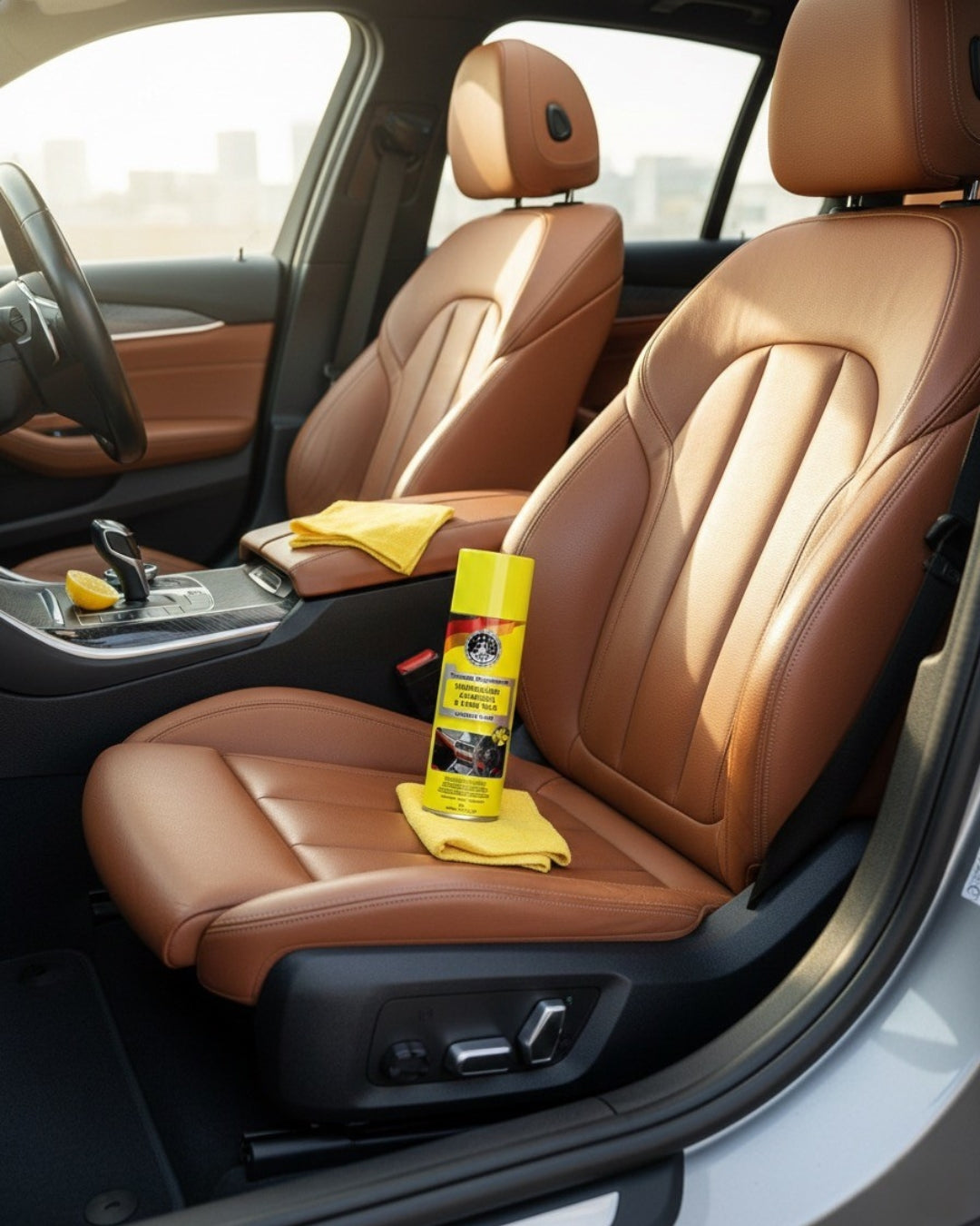 THREE GUYS Dashboard Leather & Tyre Wax (450ml) – Lemon Lime Fragrance | UV Protection & Dust Repellent | German Engineered