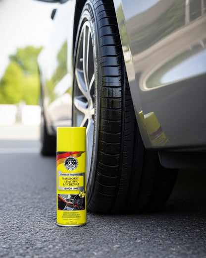 THREE GUYS Dashboard Leather & Tyre Wax (450ml) – Lemon Lime Fragrance | UV Protection & Dust Repellent | German Engineered