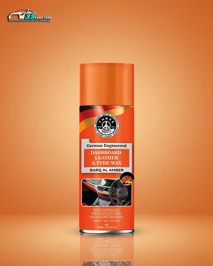 Dashboard Leather & Tyre Wax (450ml) – Barq Al Amber Fragrance | UV Protection & Dust Repellent | THREE GUYS German Engineered