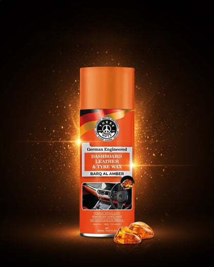Dashboard Leather & Tyre Wax (450ml) – Barq Al Amber Fragrance | UV Protection & Dust Repellent | THREE GUYS German Engineered