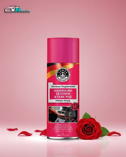 Dashboard Leather & Tyre Wax (450ml) – Fresh Rose Fragrance | UV Protection & Dust Repellent | THREE GUYS German Engineered