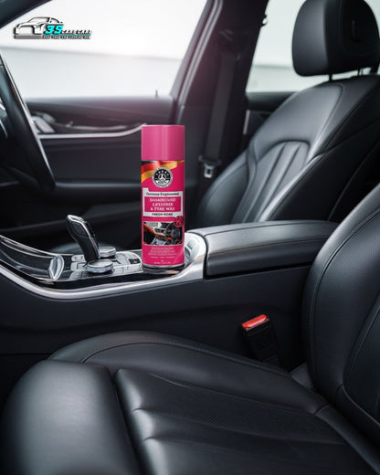 Dashboard Leather & Tyre Wax (450ml) – Fresh Rose Fragrance | UV Protection & Dust Repellent | THREE GUYS German Engineered