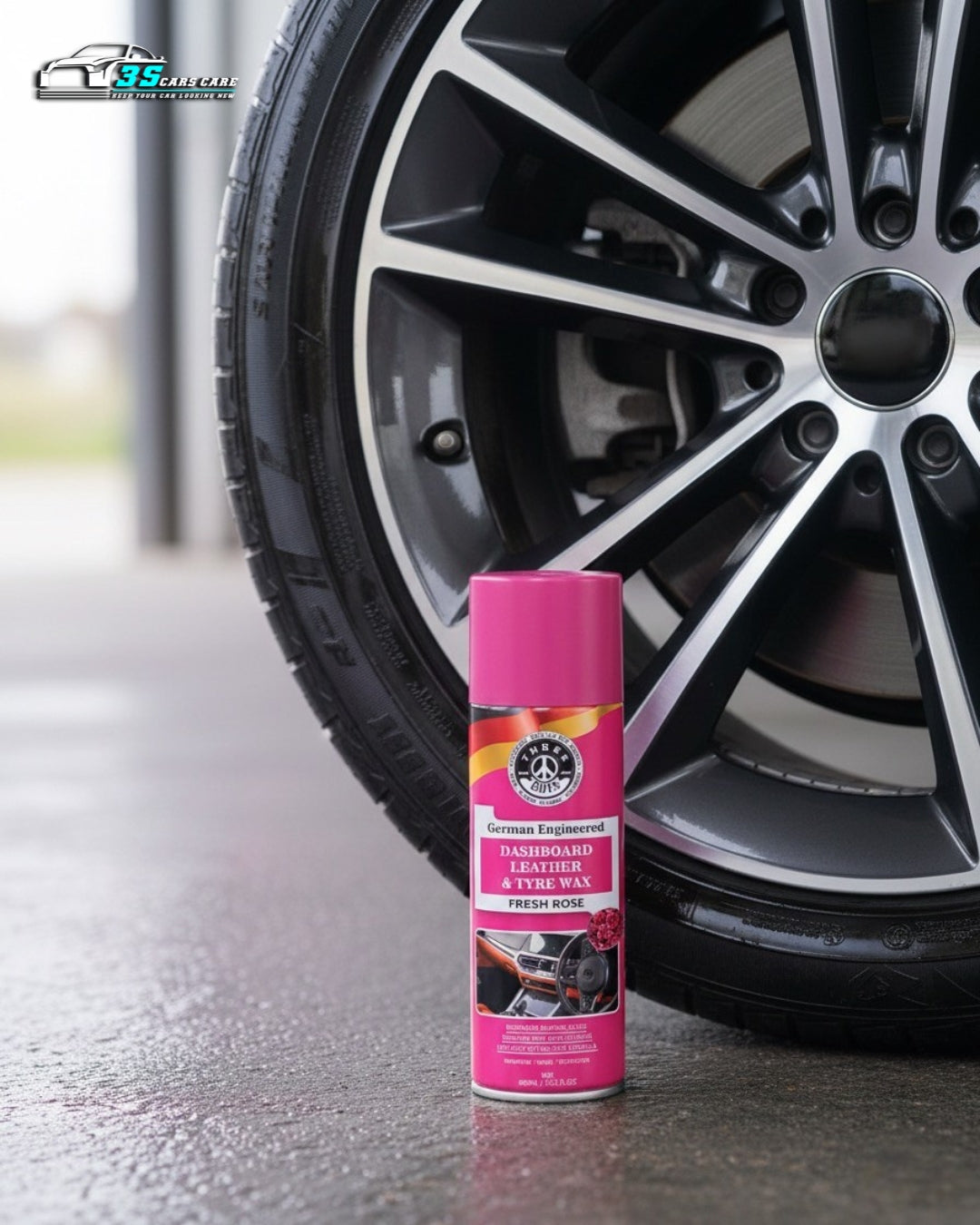 Dashboard Leather & Tyre Wax (450ml) – Fresh Rose Fragrance | UV Protection & Dust Repellent | THREE GUYS German Engineered