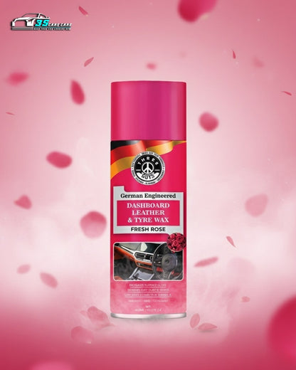 Dashboard Leather & Tyre Wax (450ml) – Fresh Rose Fragrance | UV Protection & Dust Repellent | THREE GUYS German Engineered