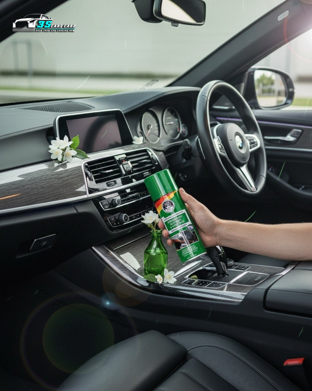 Dashboard Leather & Tyre Wax (450ml) – Sweet Jasmine Fragrance | UV Protection & Dust Repellent | THREE GUYS German Engineered