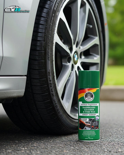 Dashboard Leather & Tyre Wax (450ml) – Sweet Jasmine Fragrance | UV Protection & Dust Repellent | THREE GUYS German Engineered