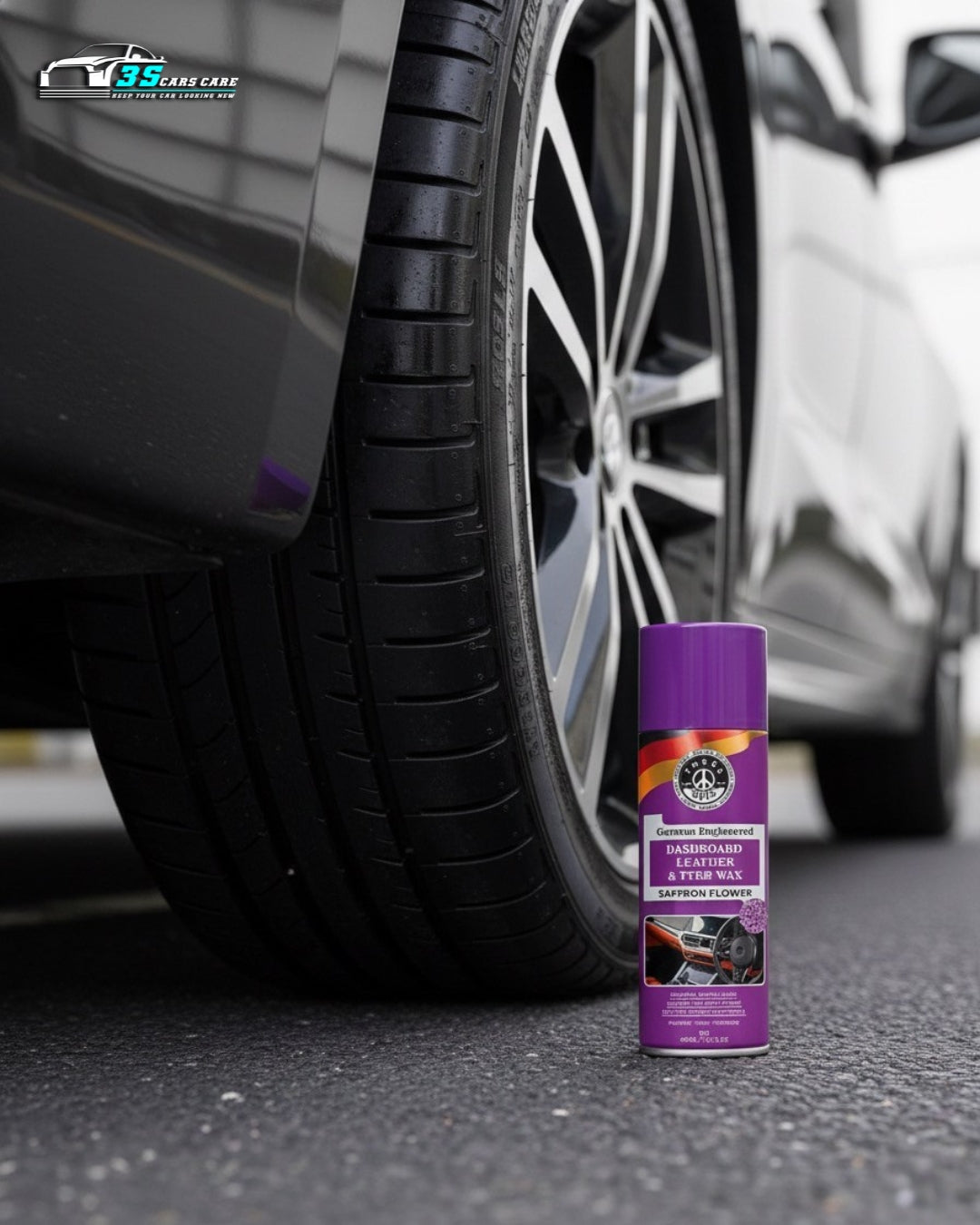 Dashboard Leather & Tyre Wax (450ml) – Saffron Flower Fragrance | UV Protection & Dust Repellent | THREE GUYS German Engineered
