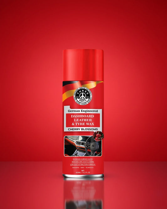 THREE GUYS Dashboard Leather & Tyre Wax (450ml) – Cherry Blossoms Fragrance | UV Protection & Dust Repellent | German Engineered