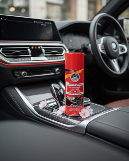 THREE GUYS Dashboard Leather & Tyre Wax (450ml) – Cherry Blossoms Fragrance | UV Protection & Dust Repellent | German Engineered