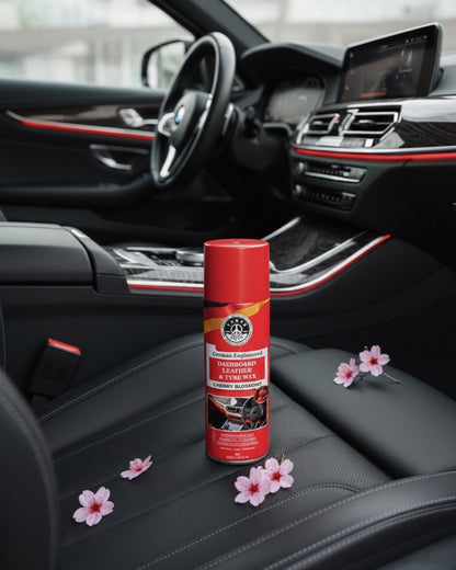 THREE GUYS Dashboard Leather & Tyre Wax (450ml) – Cherry Blossoms Fragrance | UV Protection & Dust Repellent | German Engineered