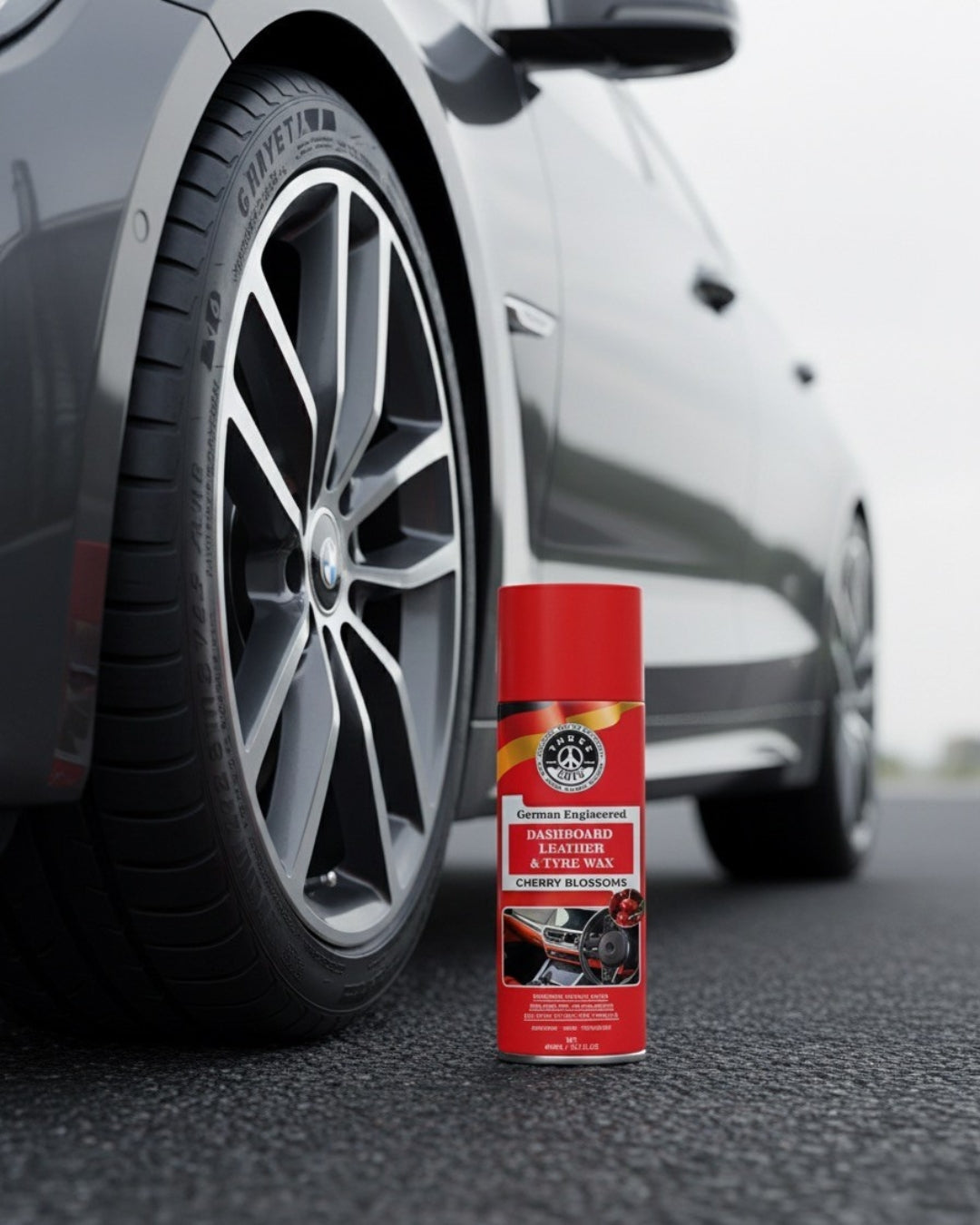 THREE GUYS Dashboard Leather & Tyre Wax (450ml) – Cherry Blossoms Fragrance | UV Protection & Dust Repellent | German Engineered