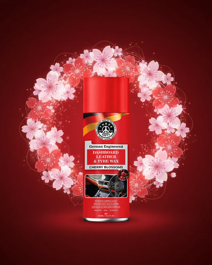 THREE GUYS Dashboard Leather & Tyre Wax (450ml) – Cherry Blossoms Fragrance | UV Protection & Dust Repellent | German Engineered