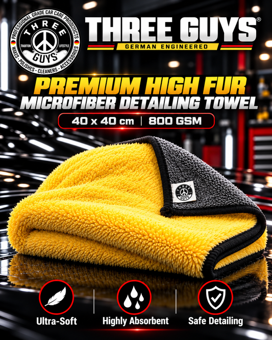 THREE GUYS Premium High Fur Microfiber Detailing Towel 40x40cm 800 GSM