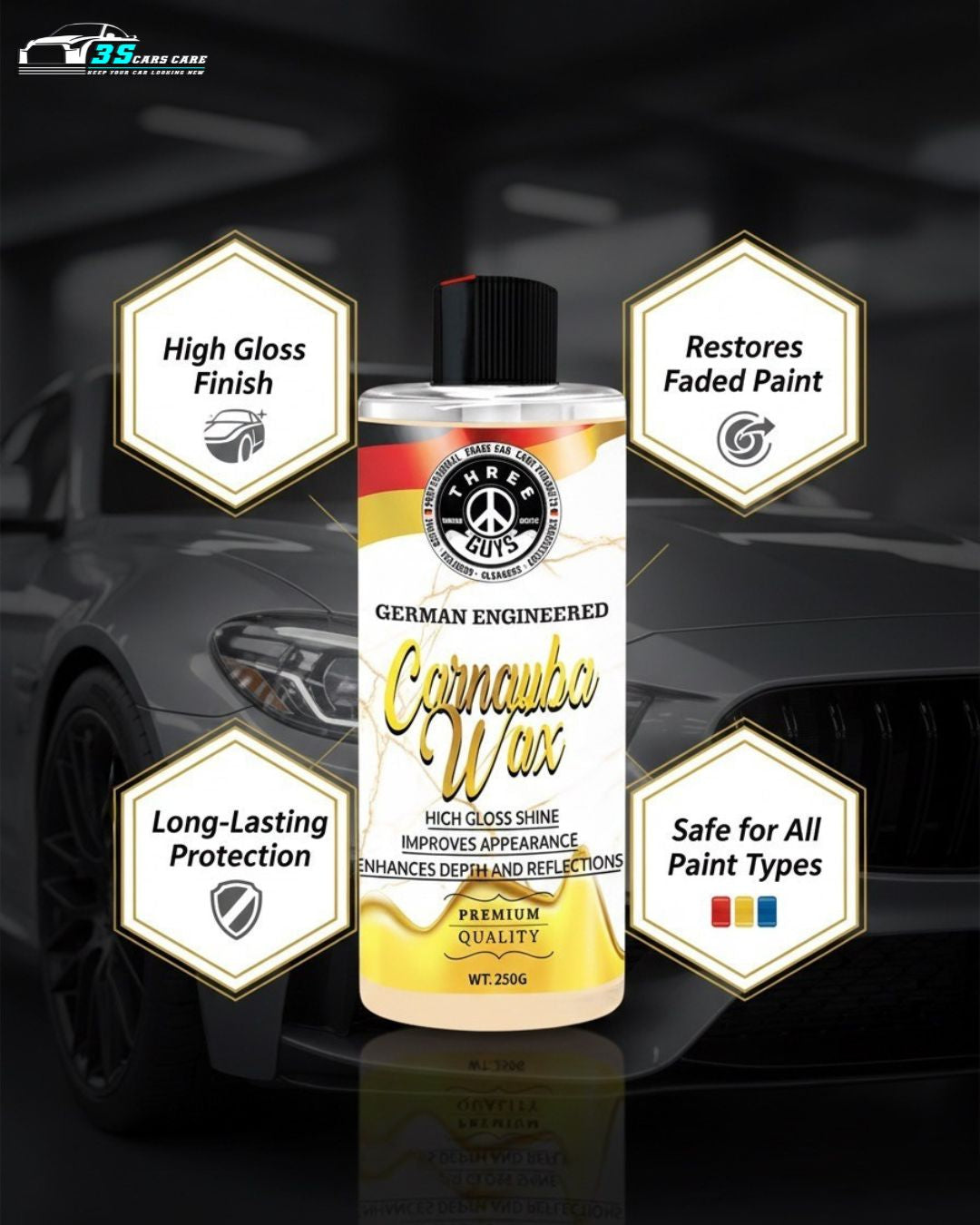 Carnauba Wax – Deep Gloss – 250g | THREE GUYS - German Engineered