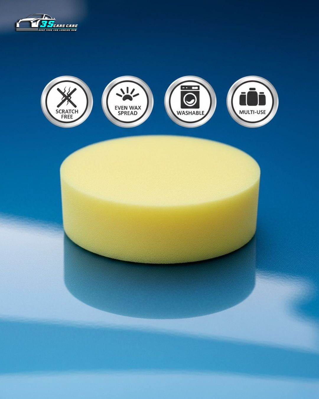 Premium Foam Car Wax Applicator Pad – Soft, Scratch-Free Polishing Sponge for Wax, Polish & Car Detailing THREE GUYS