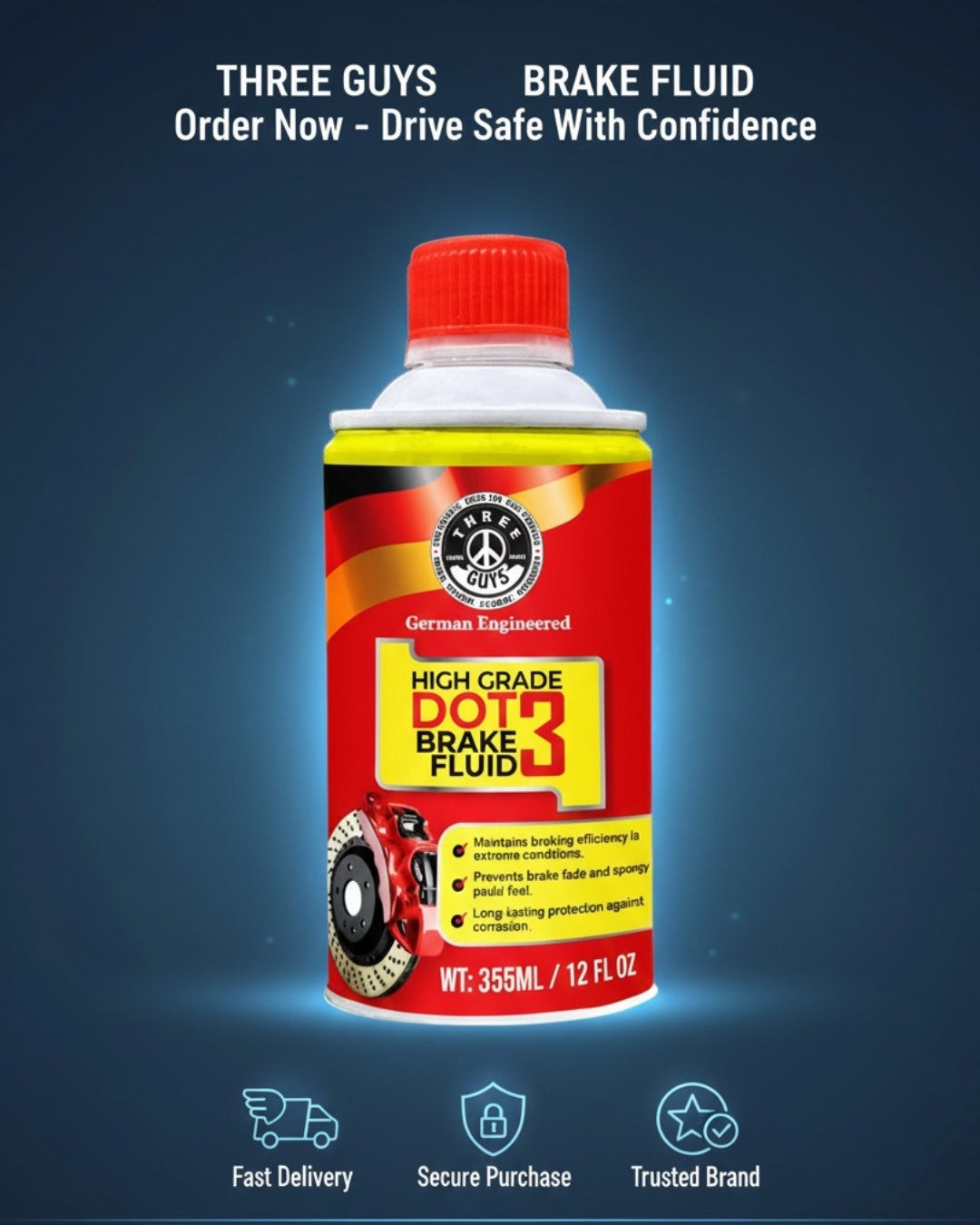 High Grade Brake Fluid DOT 3 | Heavy-Duty, Non-Petroleum Based – THREE GUYS - German Engineered