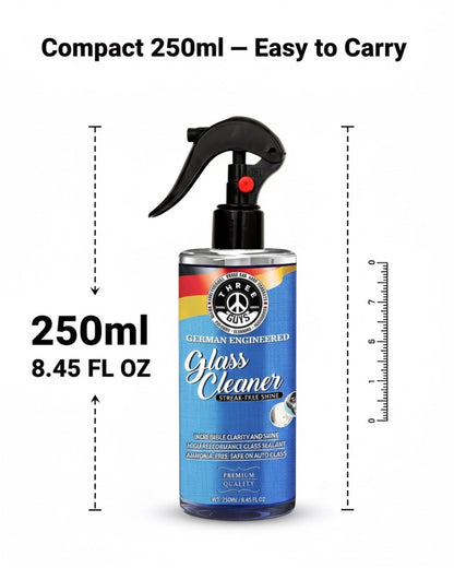 Glass Cleaner Spray – Streak-Free Shine for Car & Home – 250ml | THREE GUYS - German Engineered