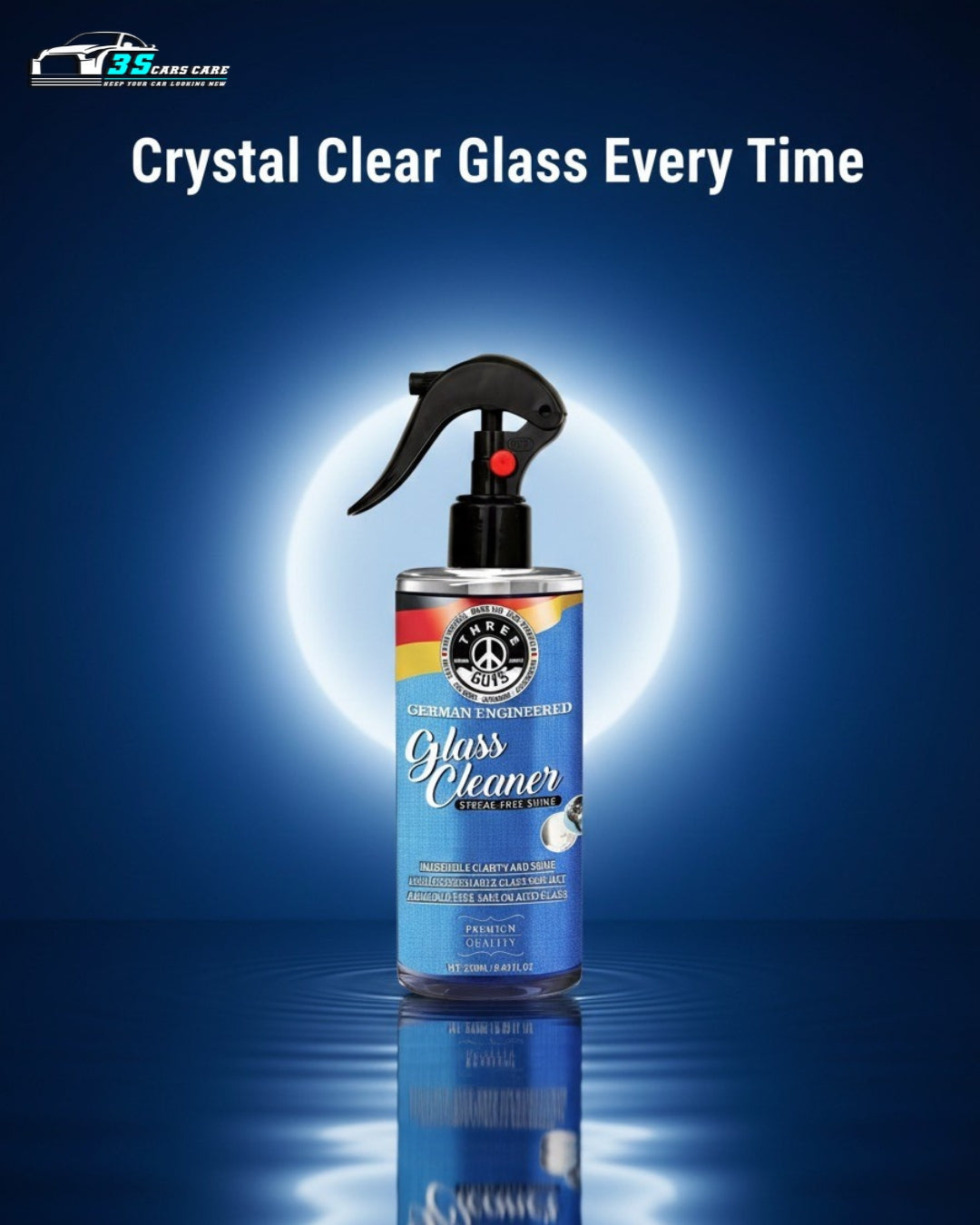 Glass Cleaner Spray – Streak-Free Shine for Car & Home – 250ml | THREE GUYS - German Engineered
