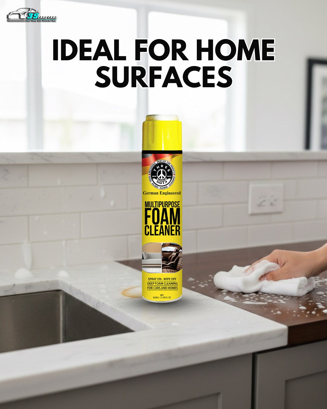 Multipurpose Foam Cleaner 650ml – Car and Home Deep-Clean Spray | THREE GUYS