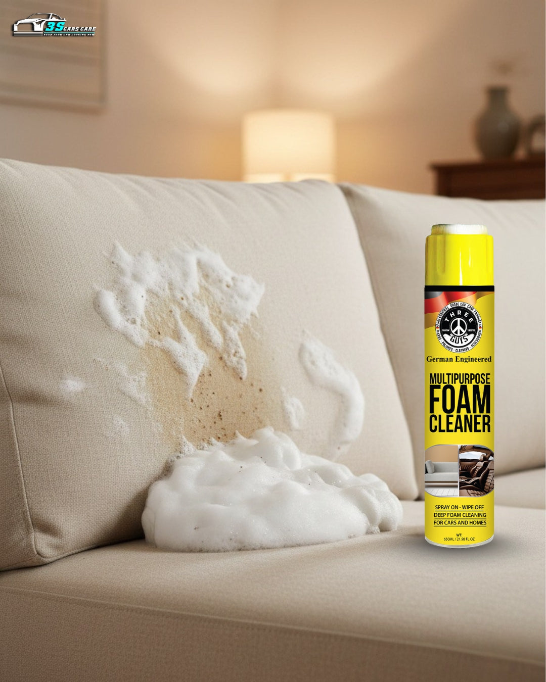 Multipurpose Foam Cleaner 650ml – Car and Home Deep-Clean Spray | THREE GUYS