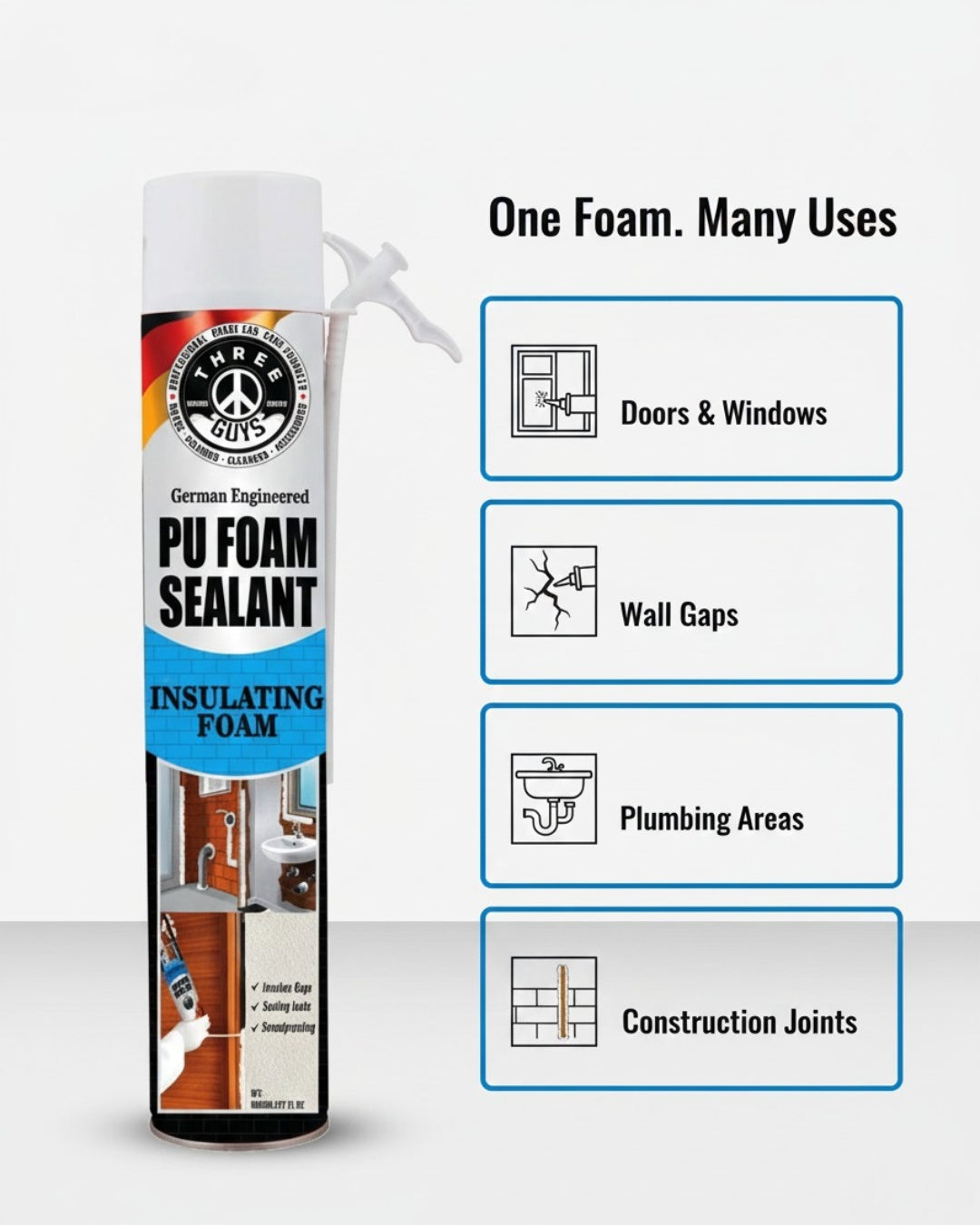 PU Foam Sealant 800ml – Insulate, Seal & Protect | THREE GUYS - German Engineered