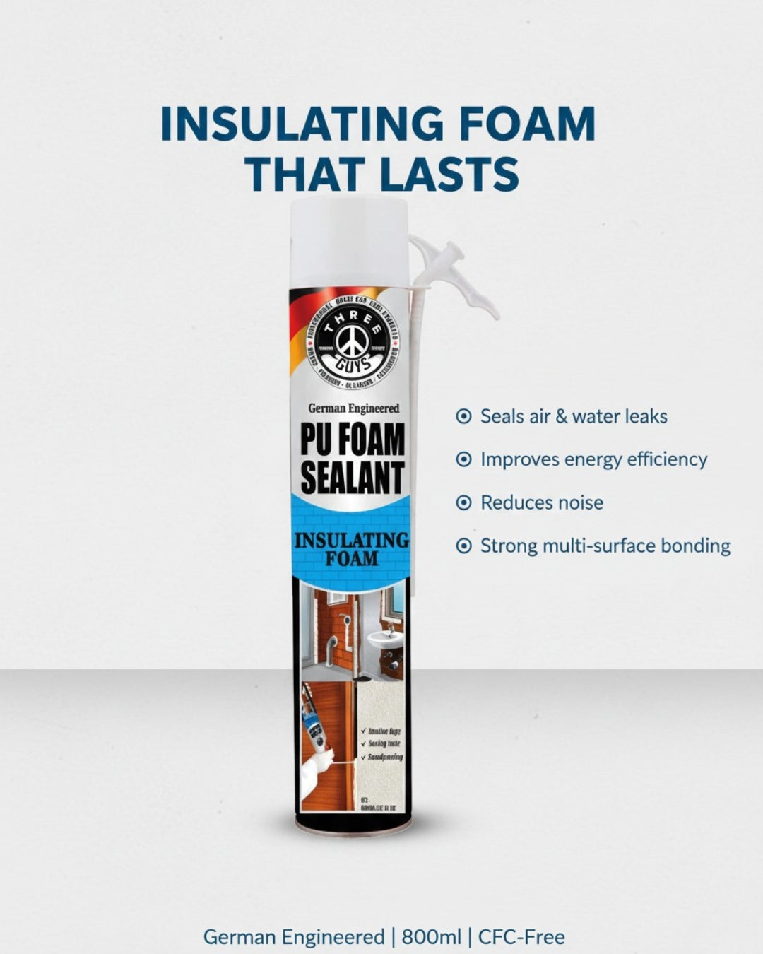 PU Foam Sealant 800ml – Insulate, Seal & Protect | THREE GUYS - German Engineered