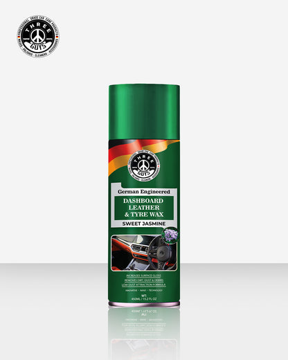 Dashboard Leather & Tyre Wax (450ml) – Sweet Jasmine Fragrance | UV Protection & Dust Repellent | THREE GUYS German Engineered