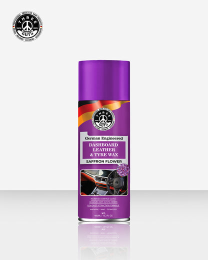 Dashboard Leather & Tyre Wax (450ml) – Saffron Flower Fragrance | UV Protection & Dust Repellent | THREE GUYS German Engineered