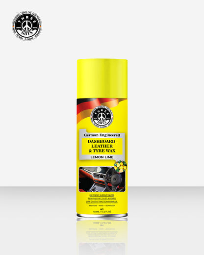THREE GUYS Dashboard Leather & Tyre Wax (450ml) – Lemon Lime Fragrance | UV Protection & Dust Repellent | German Engineered