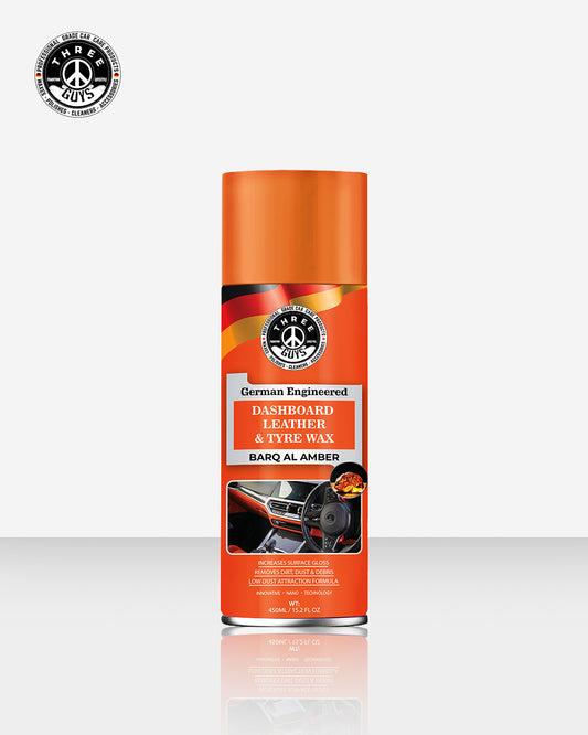 THREE GUYS Dashboard Leather & Tyre Wax (450ml) – Barq Al Amber Fragrance | UV Protection & Dust Repellent | German Engineered