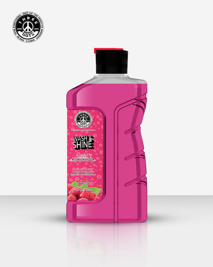 Wash & Shine Shampoo Raspberry – High Foam Car Shampoo | Snow Foam Car Wash Soap | Deep Cleaning & Long-Lasting Gloss | THREE GUYS - German Engineered