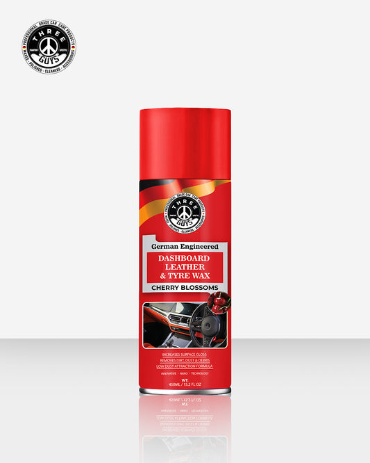 THREE GUYS Dashboard Leather & Tyre Wax (450ml) – Cherry Blossoms Fragrance | UV Protection & Dust Repellent | German Engineered