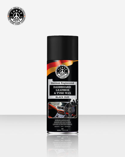 THREE GUYS Dashboard Leather & Tyre Wax (450ml) – Black Oud Fragrance | UV Protection & Dust Repellent | German Engineered