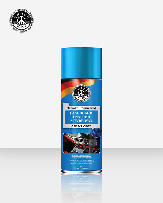 THREE GUYS Dashboard Leather & Tyre Wax (450ml) – Ocean Vibes Fragrance | UV Protection & Dust Repellent | German Engineered