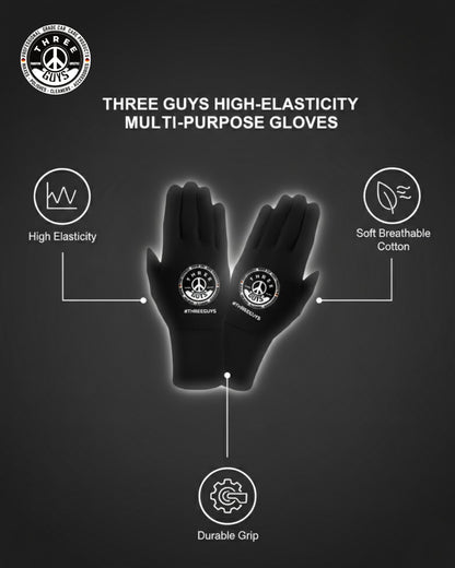 High-Elasticity Multi-Purpose Gloves – Perfect for Mechanical Work, Car Detailing, Bike Riding, and More | THREE GUYS