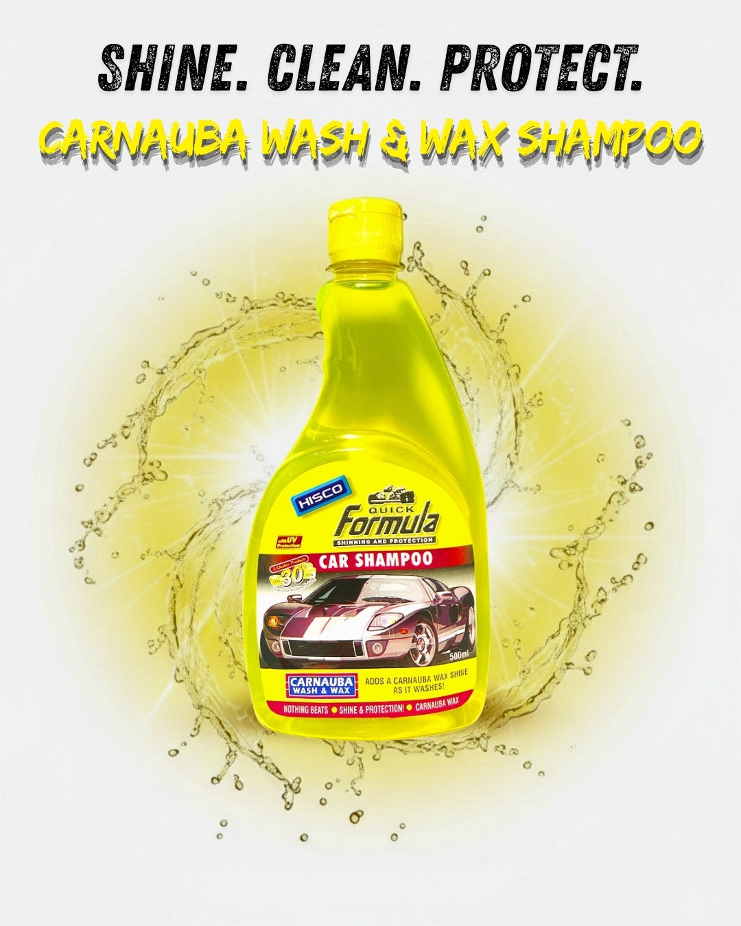 FORMULA Car Shampoo Carnauba Wash & Wax 500ml – High Foam | pH Balanced | Deep Gloss & Protection