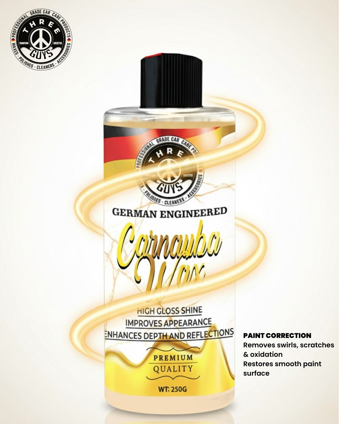 Paint Correction & Protection Kit | THREE GUYS | Extreme Rubbing Compound + Carnauba Wax | Free Applicator Pad (250g x 2)