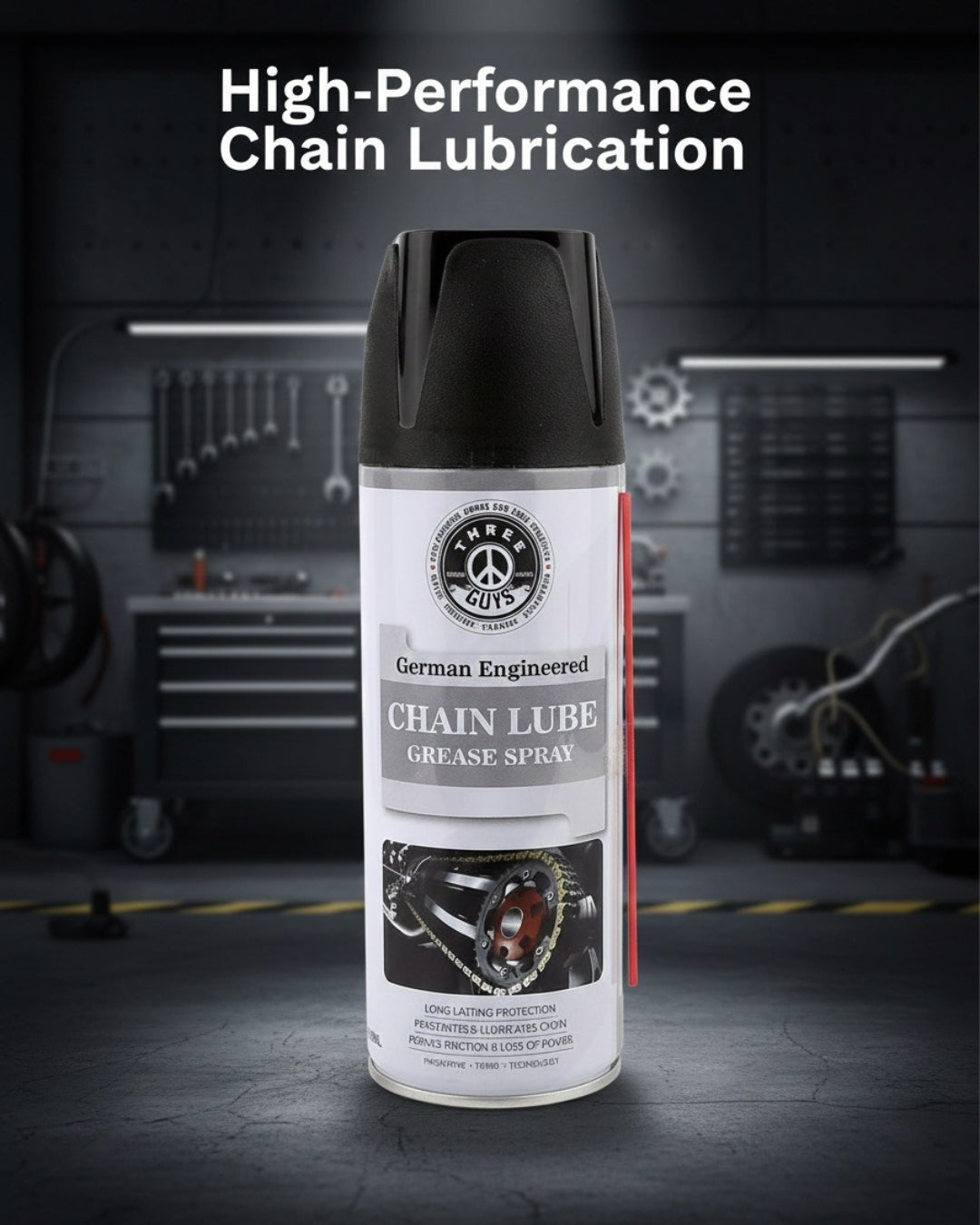 Chain Lube Grease Spray 450ml – High-Performance Lubricant for Chains, Hinges, Gears & Tools | Anti-Rust | THREE GUYS – German Engineered