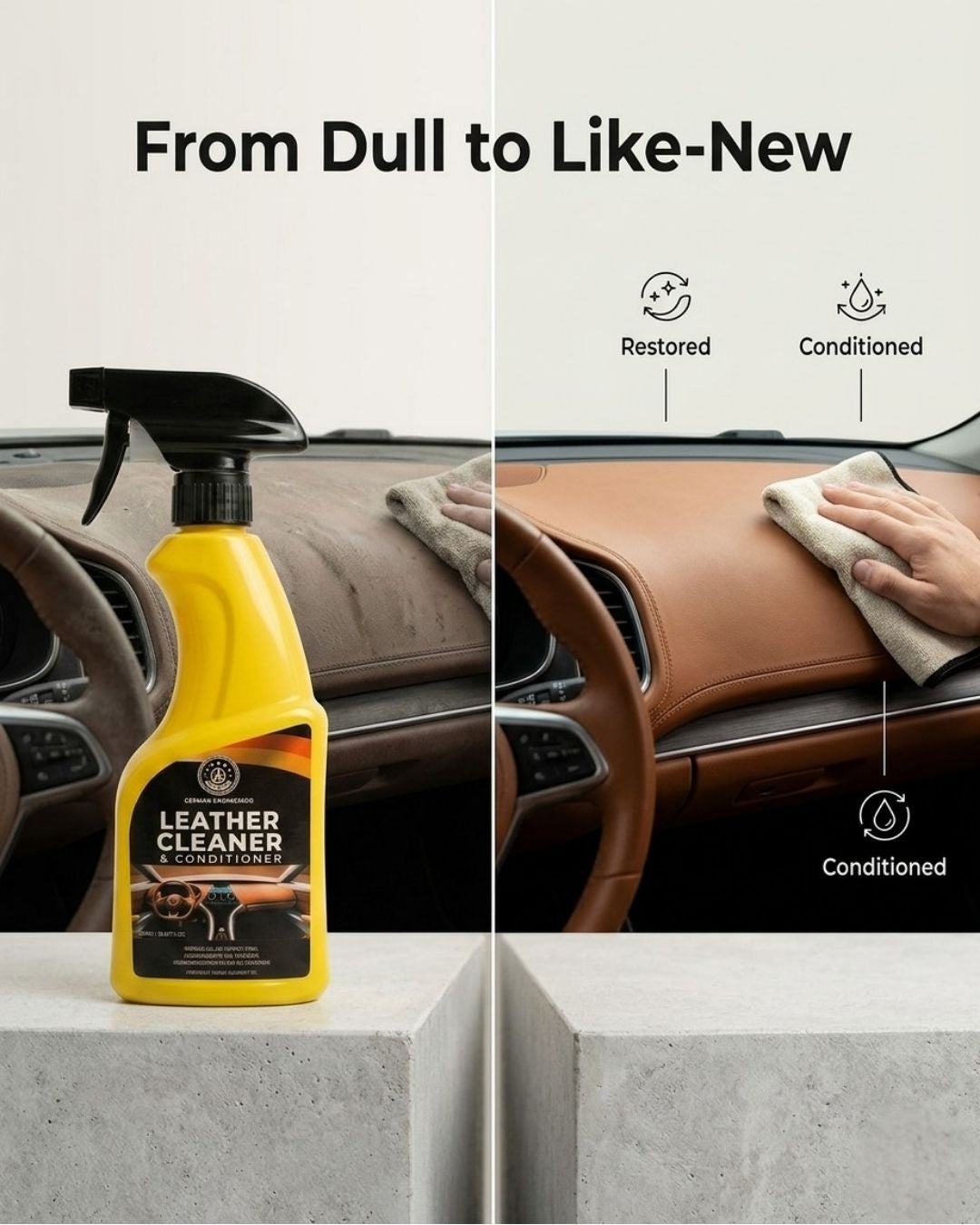 Premium Leather Cleaner & Conditioner – 2-in-1 Formula for Restoration & UV Protection | THREE GUYS | German Engineered