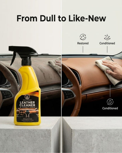 Premium Leather Cleaner & Conditioner – 2-in-1 Formula for Restoration & UV Protection | THREE GUYS | German Engineered