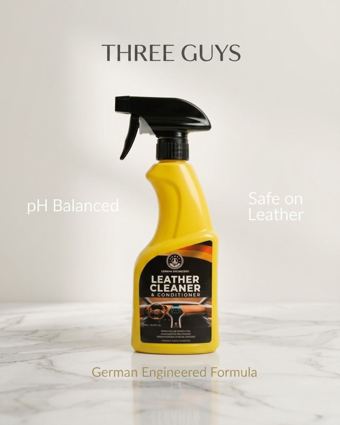 Premium Leather Cleaner & Conditioner – 2-in-1 Formula for Restoration & UV Protection | THREE GUYS | German Engineered
