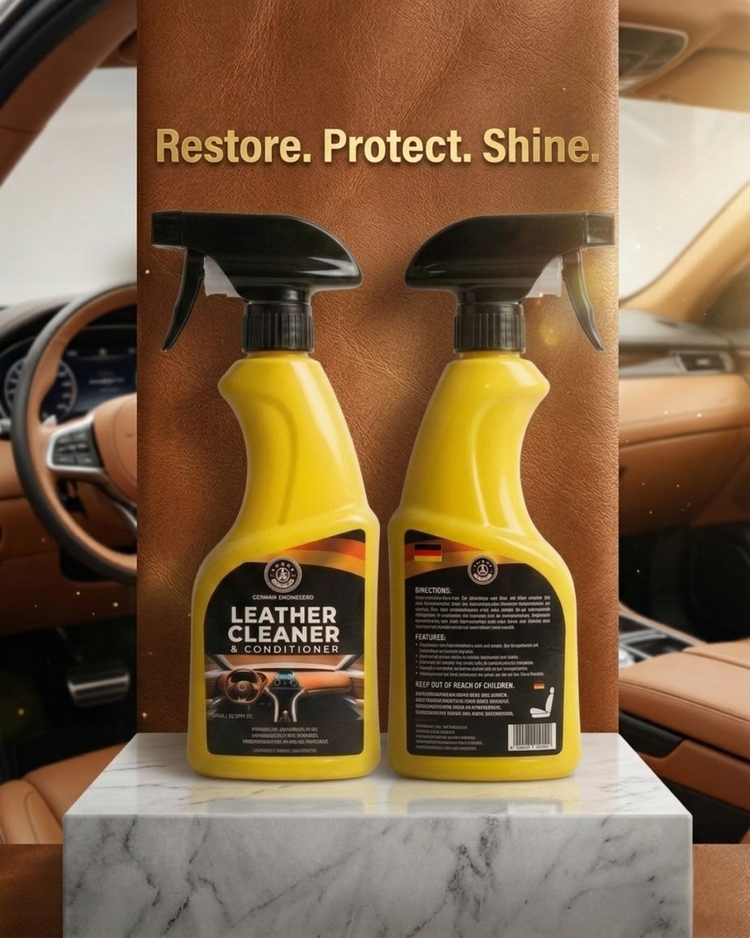Premium Leather Cleaner & Conditioner – 2-in-1 Formula for Restoration & UV Protection | THREE GUYS | German Engineered