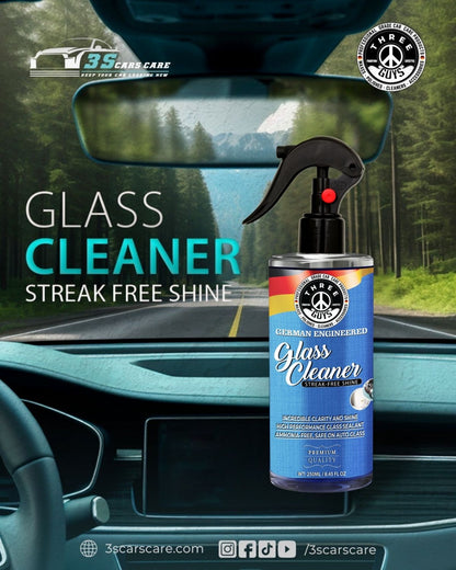 Glass Cleaner Spray – Streak-Free Shine for Car & Home – 250ml | THREE GUYS - German Engineered
